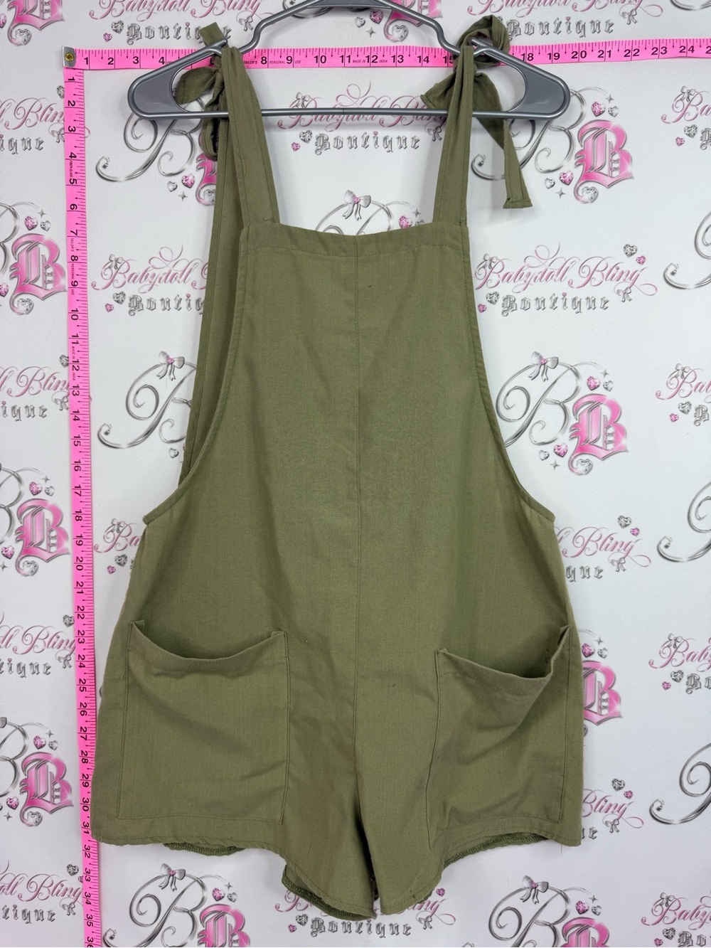 Perfect stranger romper shorts pockets Olive Tie-Shoulder Short Romper